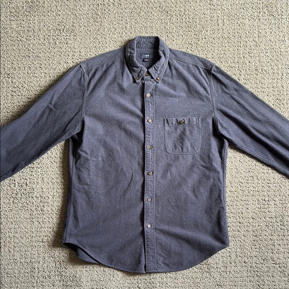 Men's Navy Blue Flannel Button-Up Shirt J Crew